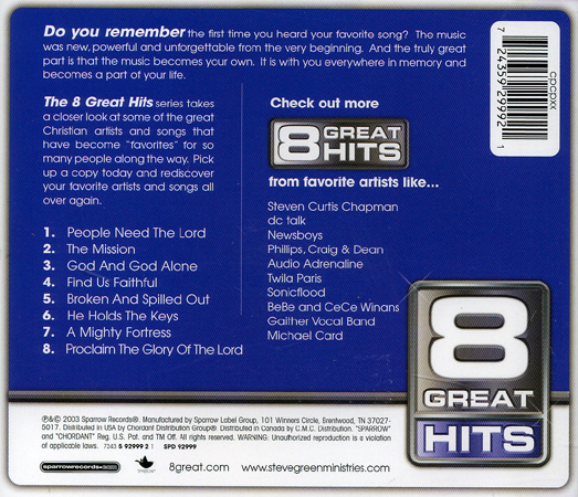 8 Great Hits: Steve Green 8 GREAT HITS 시리즈 - 스티브 그린 (CD)